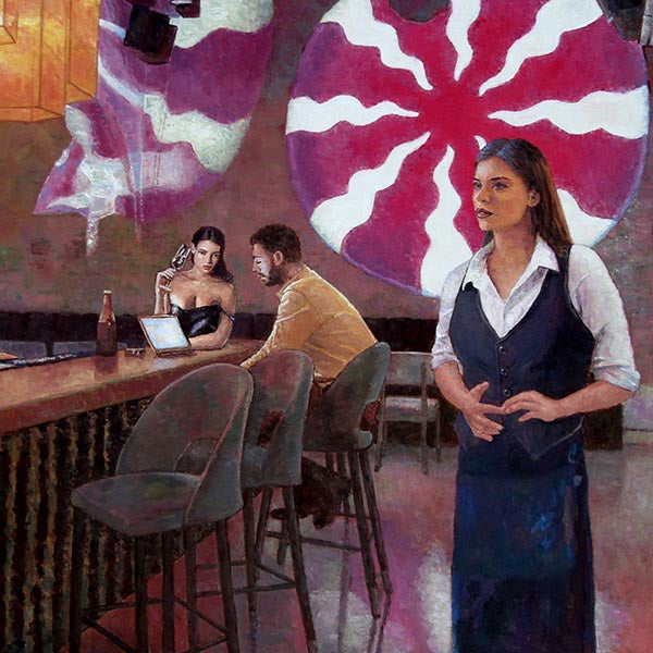 bar and restaurant painting The Townhouse by Theo Michael, a restaurant in the heart of Larnaca