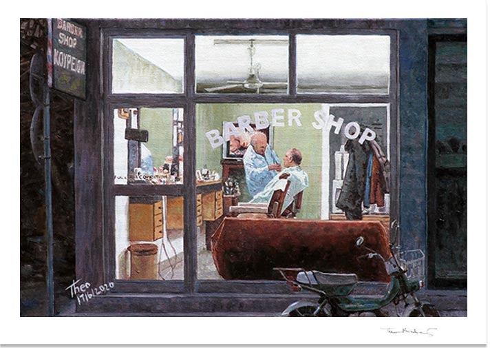 Edward Hopper style Fine Art Print by Theo Michael titled The Barber Shop