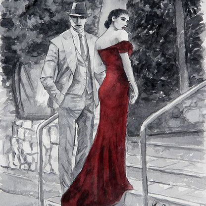 Watercolour sketch, Couple At Militzis