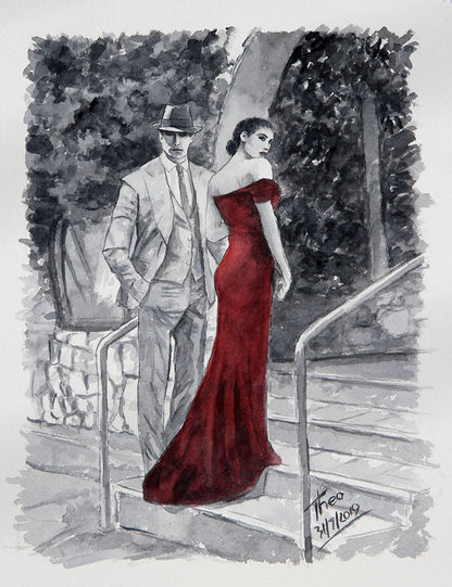 Watercolour sketch, Couple At Militzis