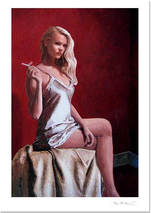 Fine Art Print by Theo Michael, Pin Up painting  Dressed In Silk
