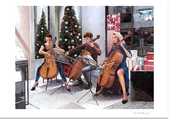 Fine Art Print of Cello Players an oil painting by Theo Michael
