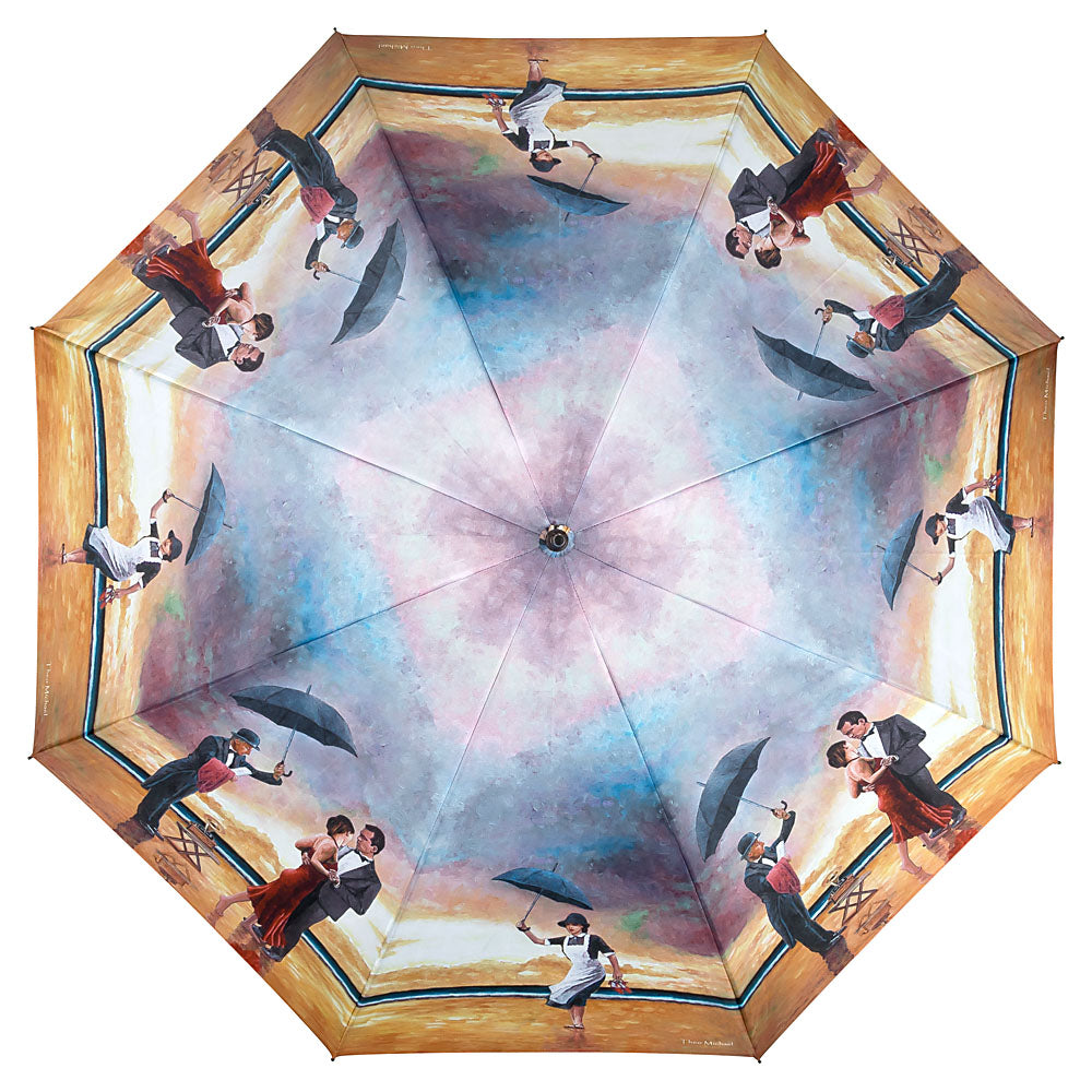 unique umbrella design of Homage to the Singing Butler, an original oil painting by Theo Michael