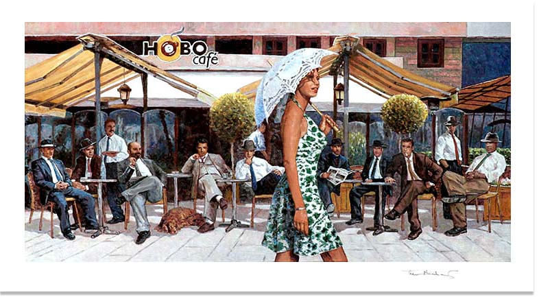 Larnaca promende hobo cafe an oil painting by Theo Michael