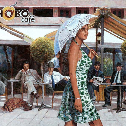 Hobo Cafe Larnaca, an oil painting by Theo Michael