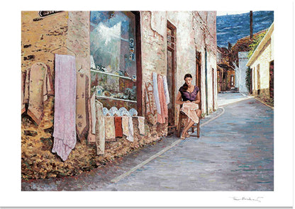 Cyprus tradition in Lefkara Fine Art Print by Theo Michael The Lace Maker