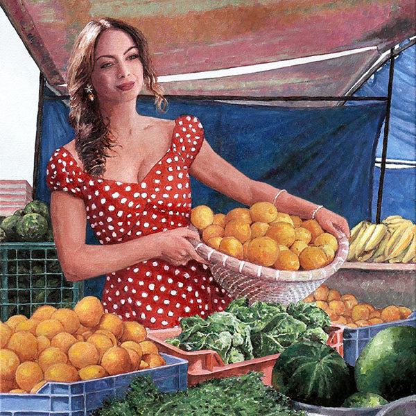 A painting of Tonia Buxton,  Lady At The Market