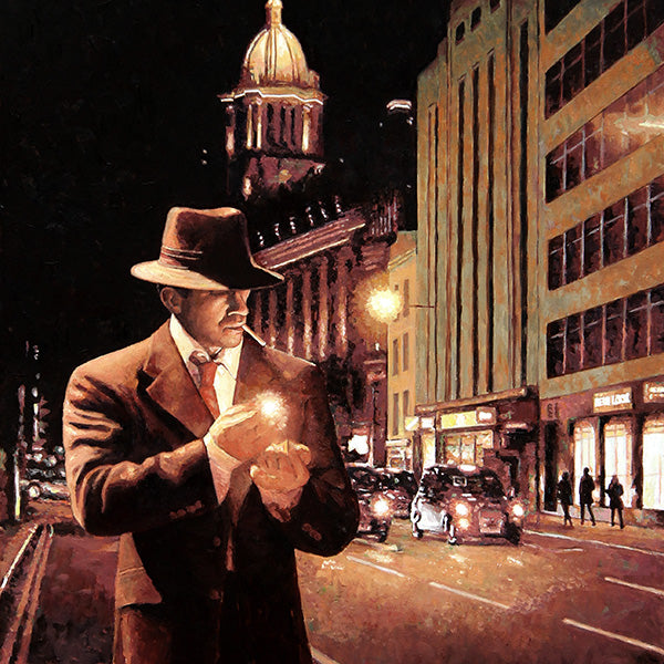 London At Night, Streets of London, an oil painting by Theo Michael