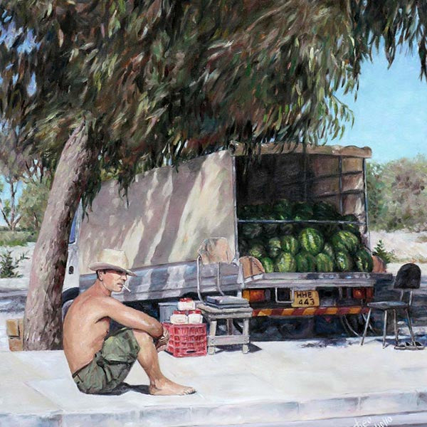 Mediterranean paintings by Theo Michael, The Melon Seller