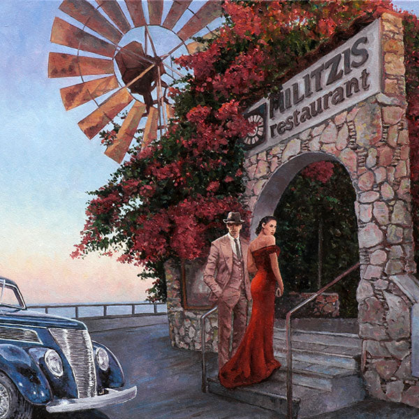 Larnaca Restaurant Militzis, an oil painting by Theo Michael