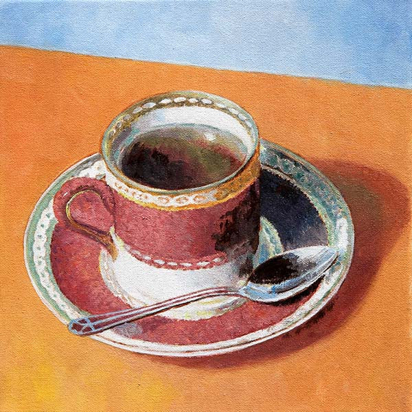 Oil paintings for the kitchen, fine art print of a Wedgewood coffee cup by Theo Michael
