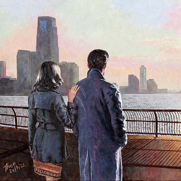 oil painting  New Horizon, New York, Hudson River by Theo Michael 