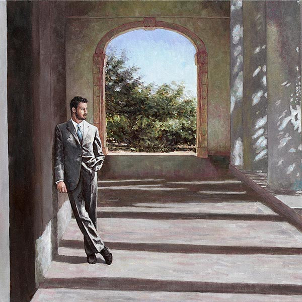 oil painting Man Under Arch title Solitude by Theo Michael