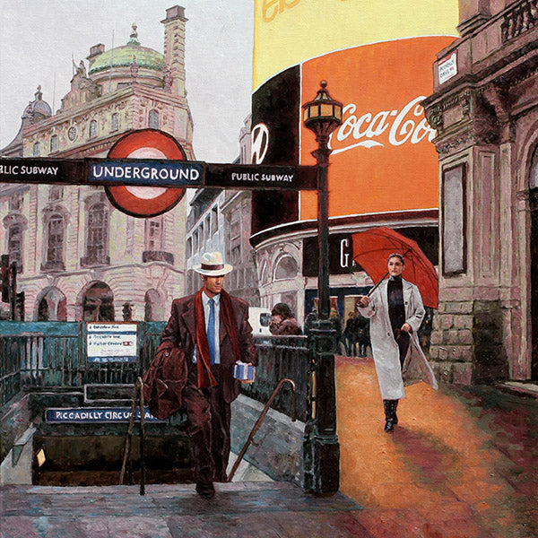 Piccadilly Circus, Theo Michael's oil painting of an iconic place