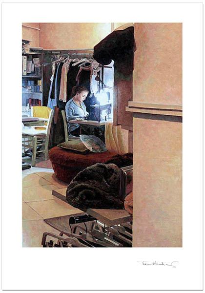 Edward Hopper style fine art print, The Seamstress by Theo Michael