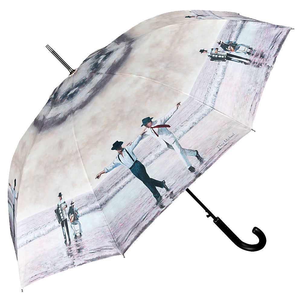 unique umbrella, dancing at the beach, an art design umbrella directly from the artist's studio, Art by Theo Michael