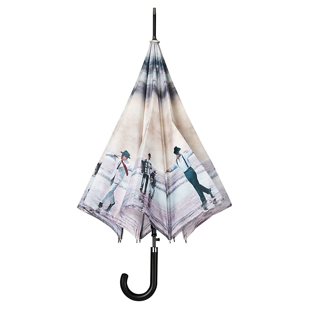 unique umbrella design, dancing at the beach, an art design umbrella directly from the artist's studio, Art by Theo Michael