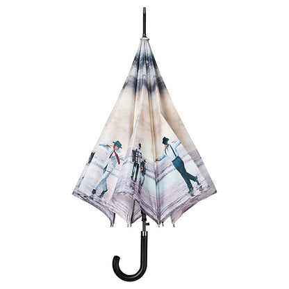 unique umbrella design, dancing at the beach, an art design umbrella directly from the artist's studio, Art by Theo Michael