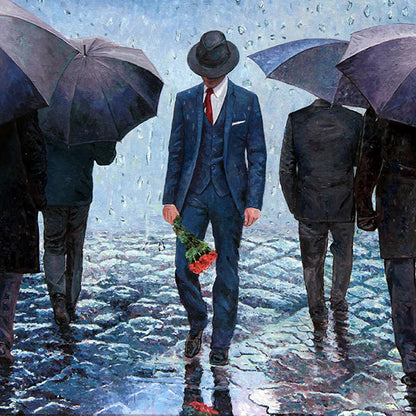 The Long Goodbye an original oil painting by Theo Michael