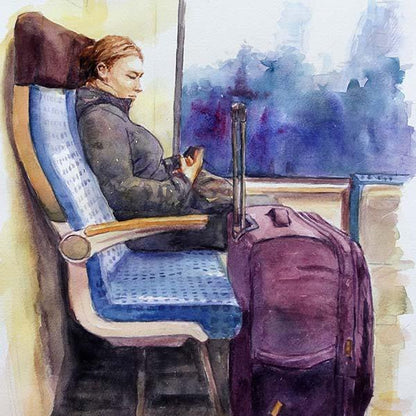 watercolour sketch The Passenger by Theo Michael