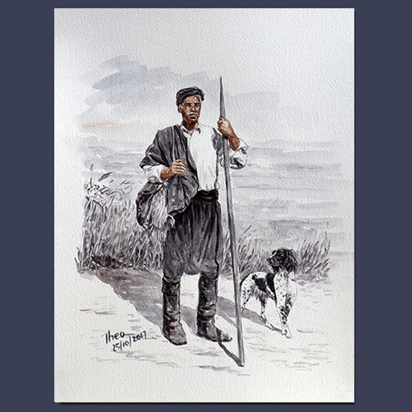 Original paintings Theo Michael, watercolour study The Shepherd