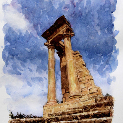 watercolour painting, Temple Of Apollo by Theo Michael