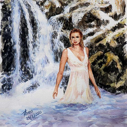 Caledonia Waterfall, a watercolour painting by Theo Michael