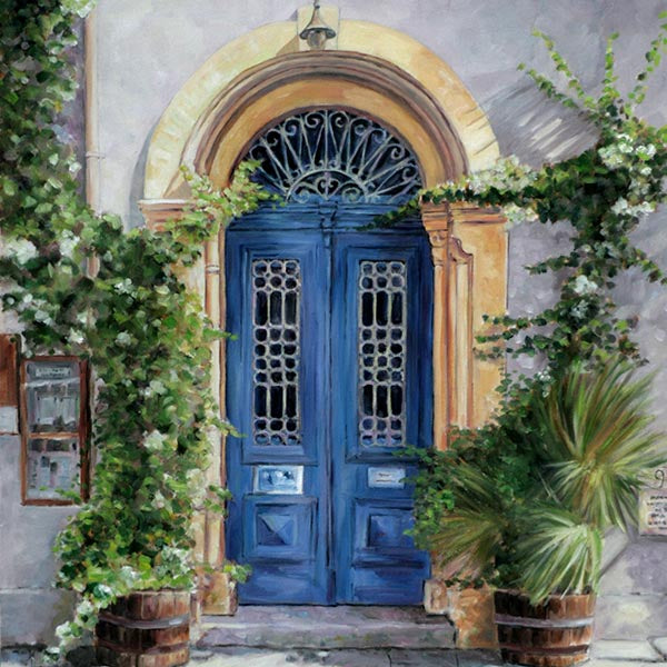 Mediterranean paintings by Theo Michael, Blue Door Art Cafe