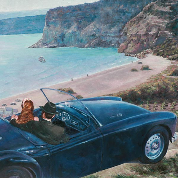 Mediterranean Wall Art by Theo Michael, Car With A View over Kourion Bay