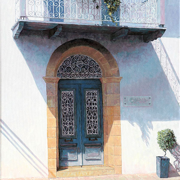 Mediterranean Wall art by Theo Michael, Blue Door With Balcony