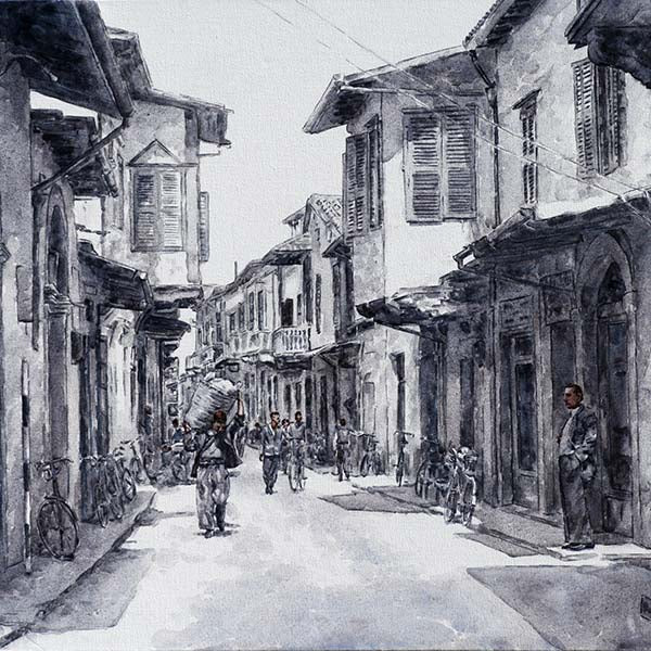 larnaca town 1950s, fine art print of Cyprus traditions