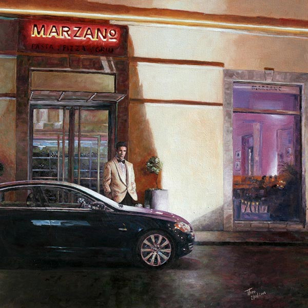 Art Noir Wall Art, Marzano Restaurant Larnaca James Bond style. An oil painting by Theo Michael