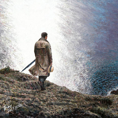 oil painting The Wanderer inspired by C.D. Friedrich a landscape painting by Theo Michael
