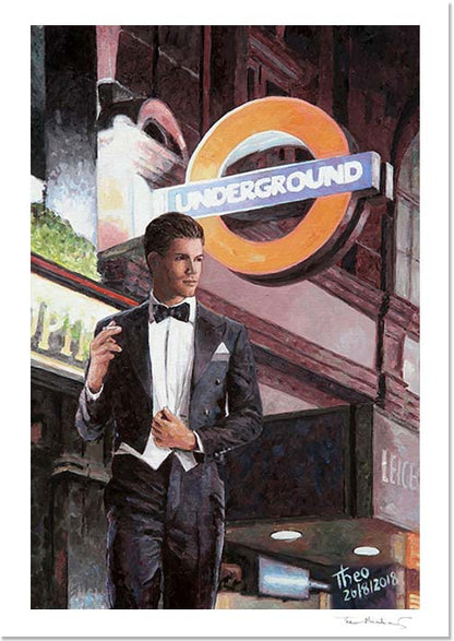 paintings London, an oil painting of Leicester Square station by Theo Michael 