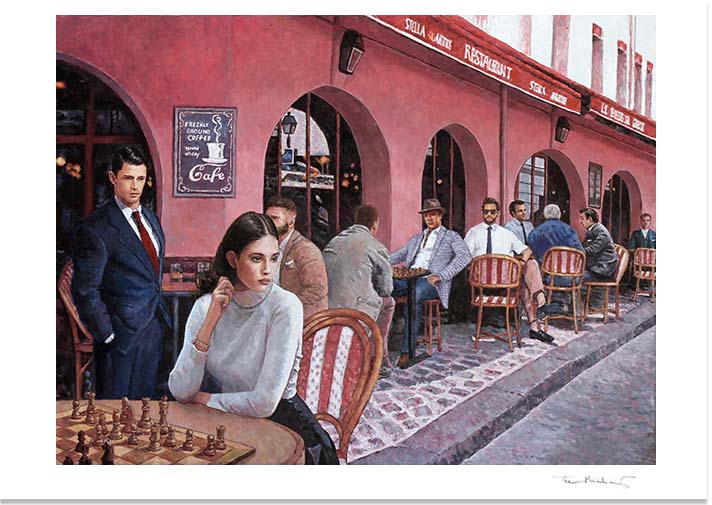 Fine Art Print The Cafe, a coffee shop painting by Theo Michael