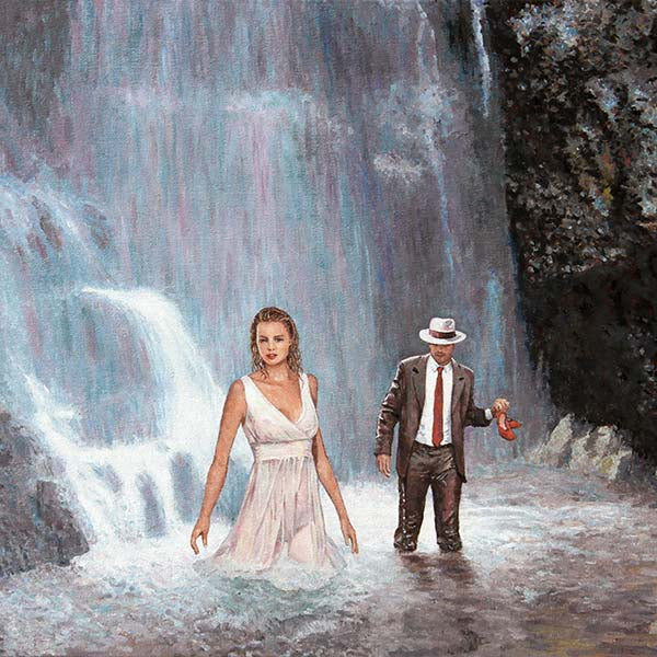 oil painting caledonia waterfall in Cyprus by Theo Michael