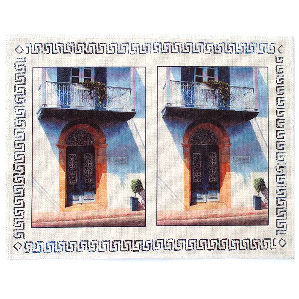 Place mat, Mediterranean design of a Cyprus Blue Door
