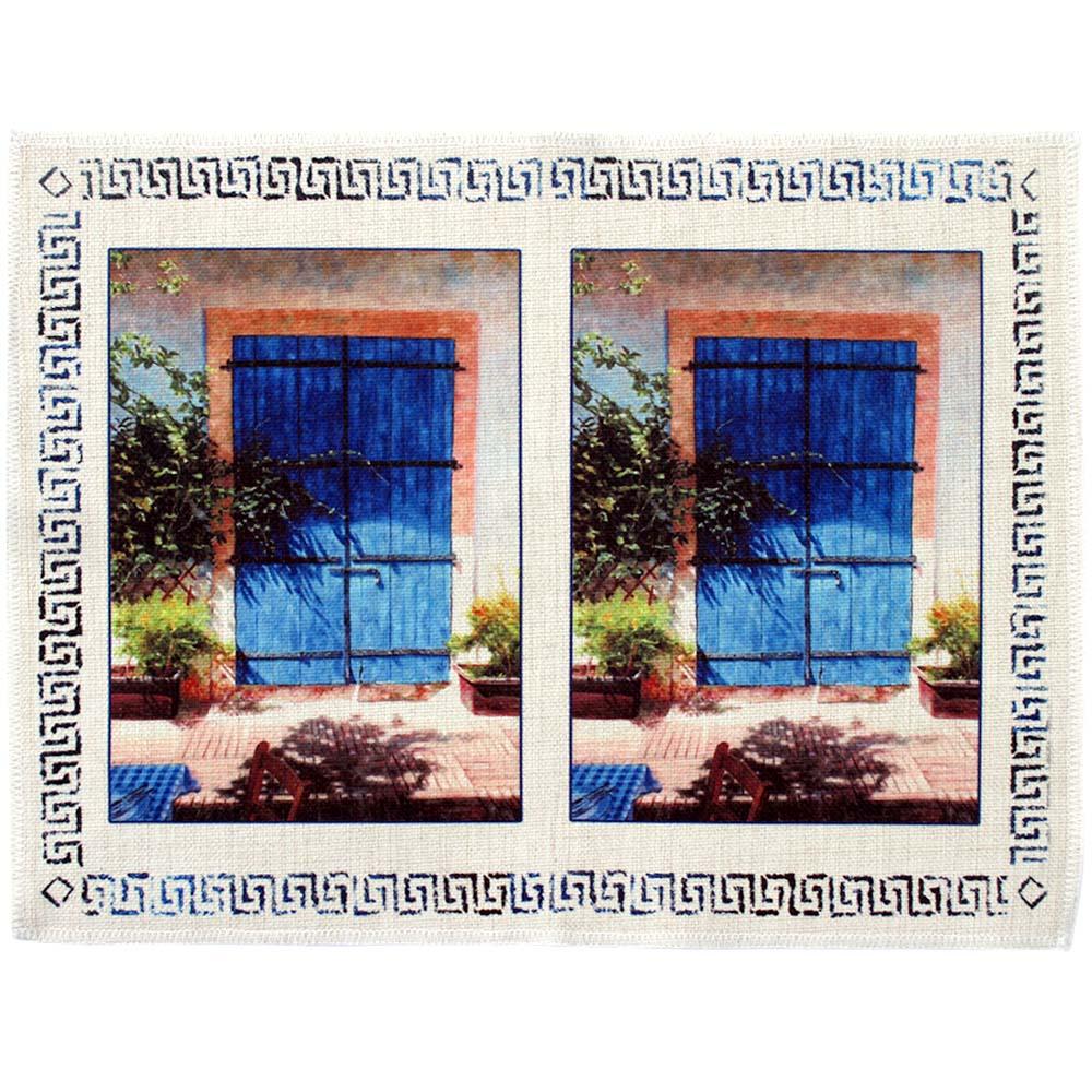 Place mat, Mediterranean design of blue door in Summer Light