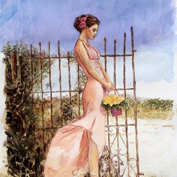 watercolour painting the flower basket by Theo Michael