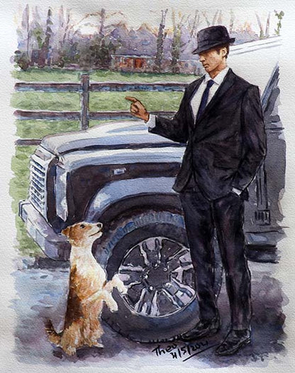 Man With Dog Painting by Theo Michael