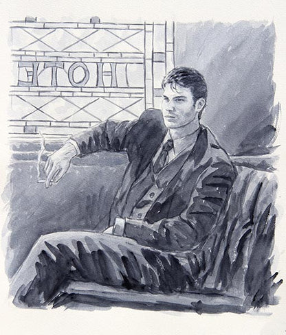 watercolour sketch the hotel bar by Theo Michael